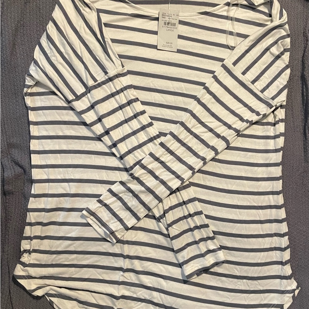 NWT BKE White and Gray Long Sleeve Tee